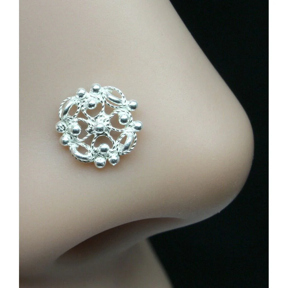Twisted wire and beadwork Silver Nose stud