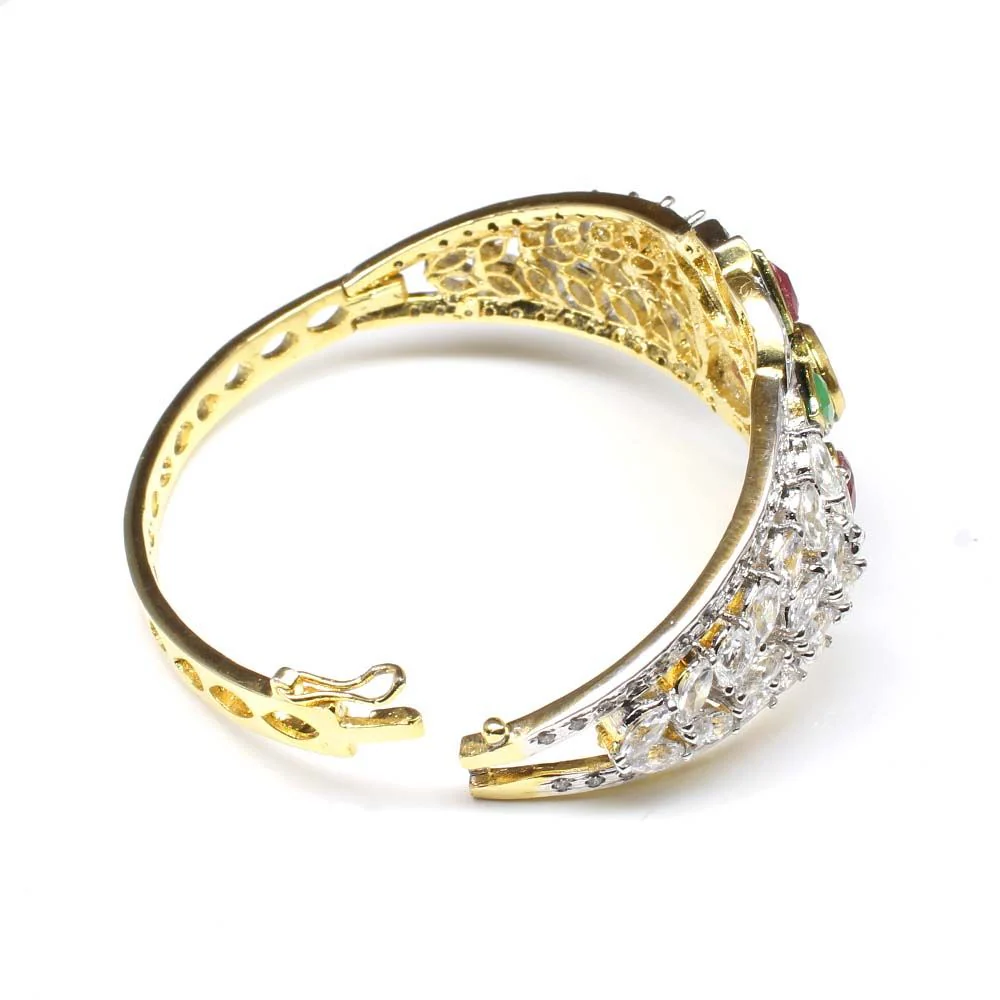 Two tone Fashion CZ Open Able Bracelet Bangle - Image 3