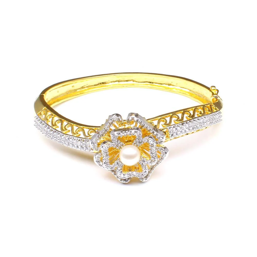 Two tone Fashion CZ Open Able Bracelet Bangle - Image 3