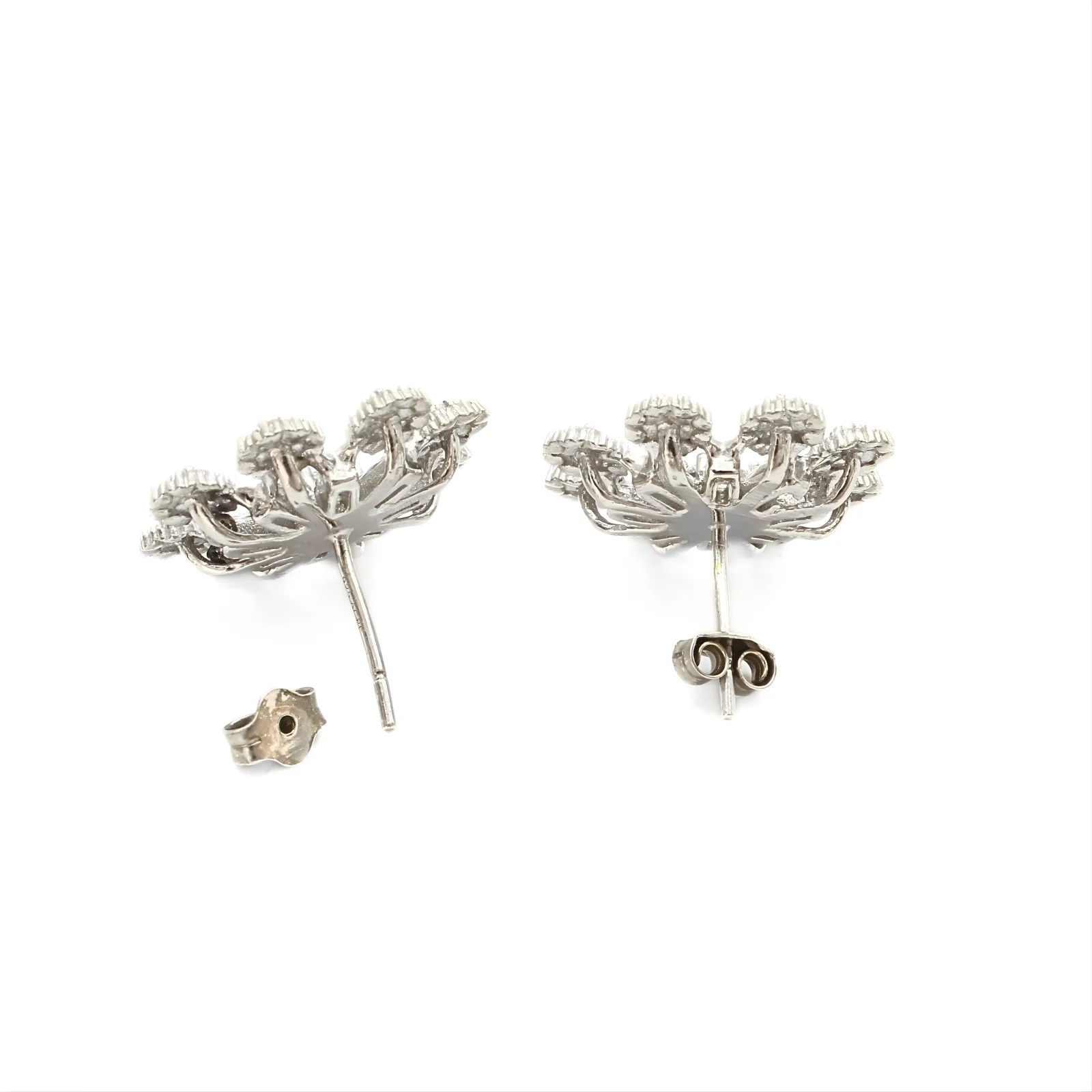 Unique 925 Sterling Silver White CZ Flower Studs Earrings - Image 4