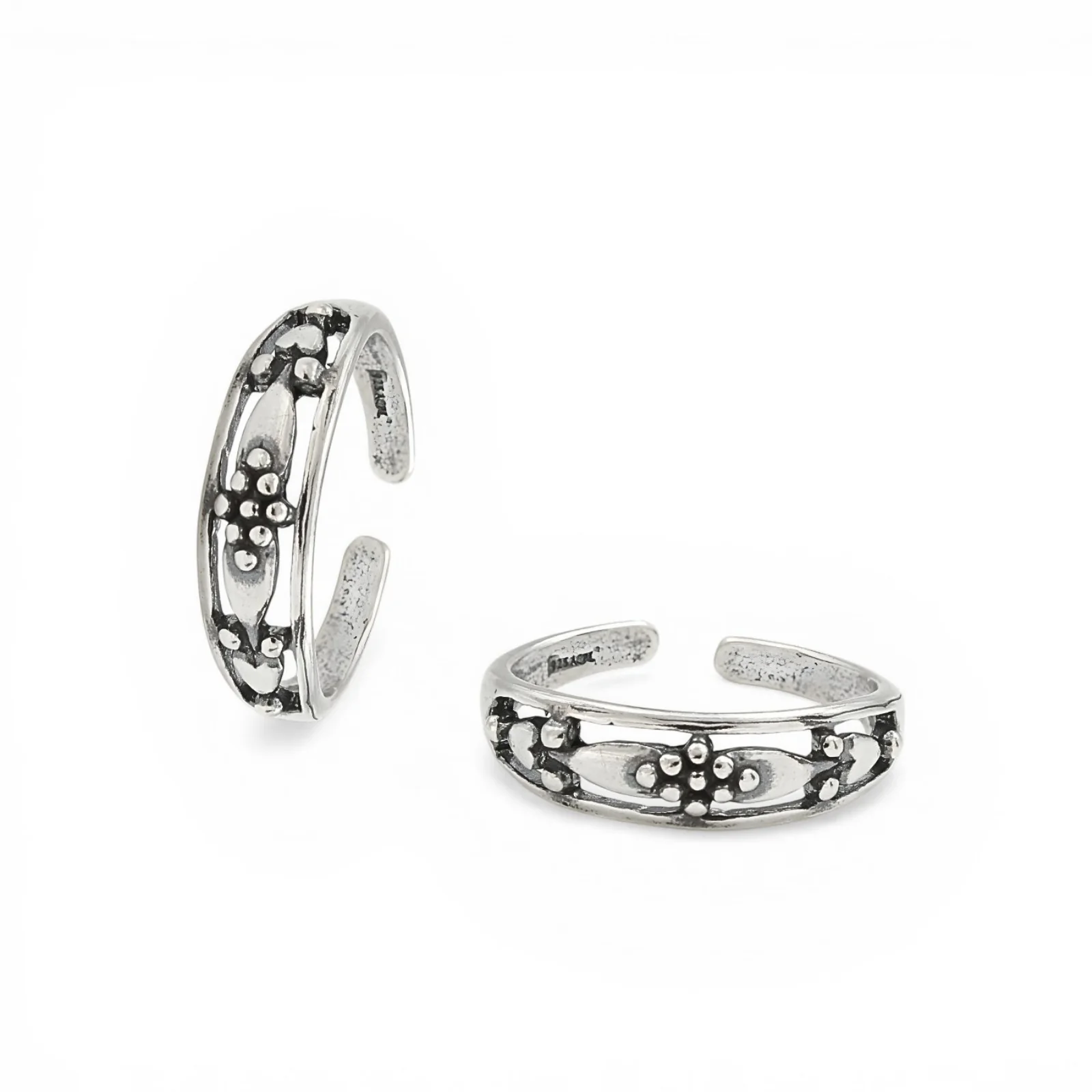 Unique Design Oxidized Women 925 Real Silver Toe Ring - Pair - Image 3