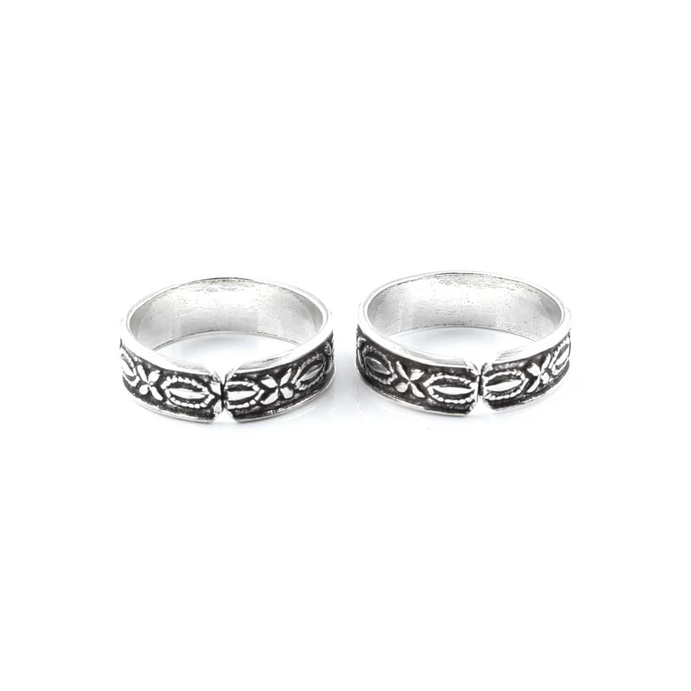 Unique Real 925 Silver Oxidized foot toe rings band - Pair - Image 4