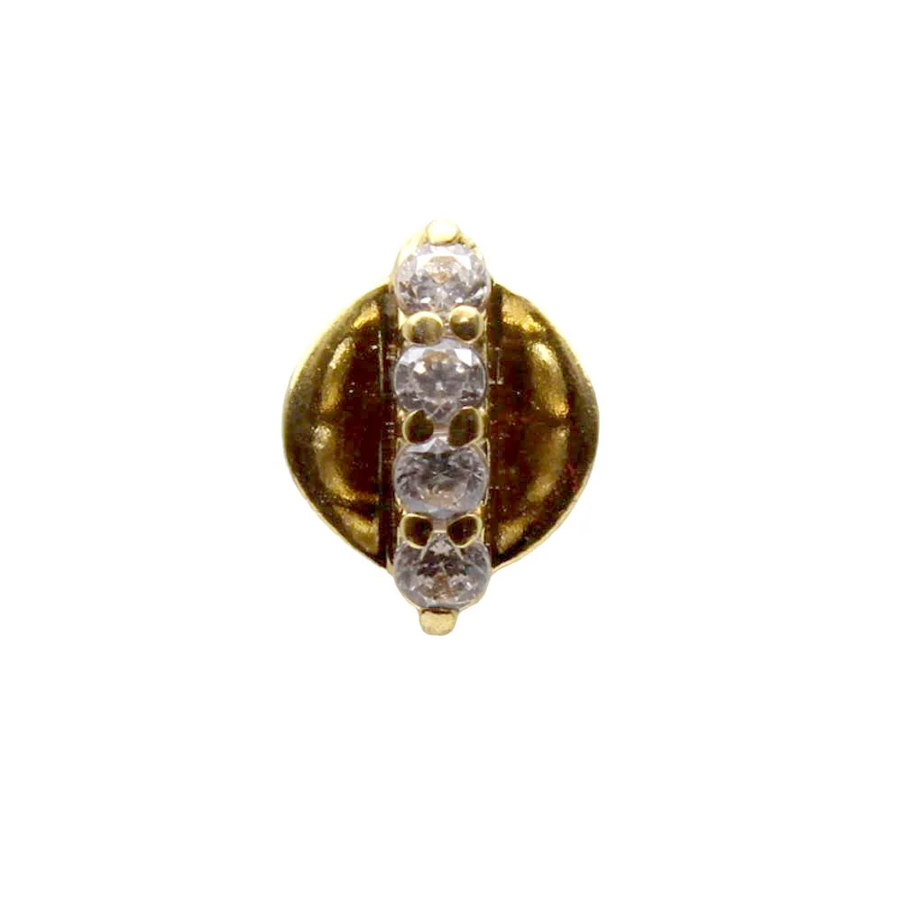 Unique Style 14K Real Gold Nose stud White CZ Indian nose ring Push Pin - Image 3