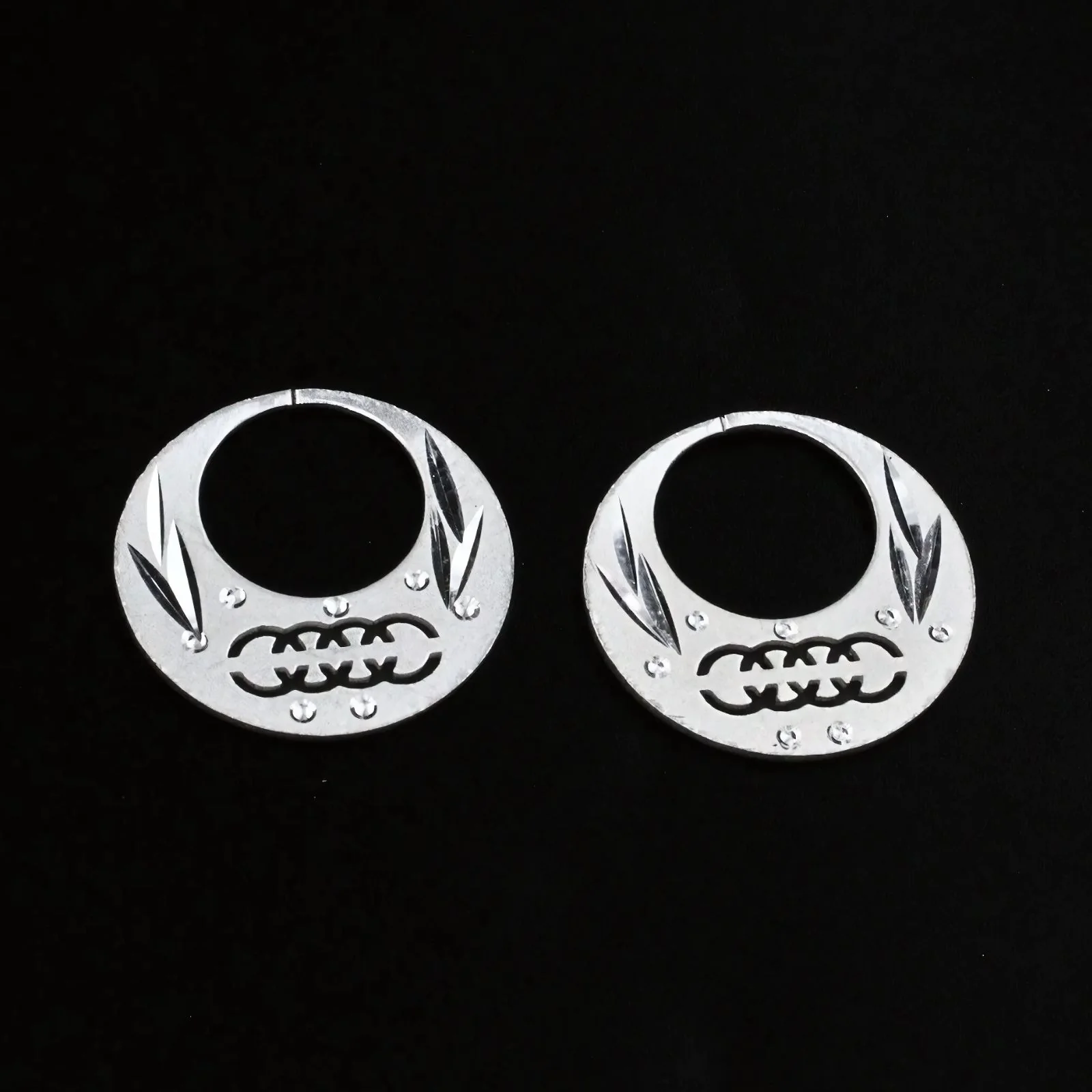 Unique trendy Real Sterling Silver Round Moon Shaped Nattiyan (Nanti) earring for Men - Image 3