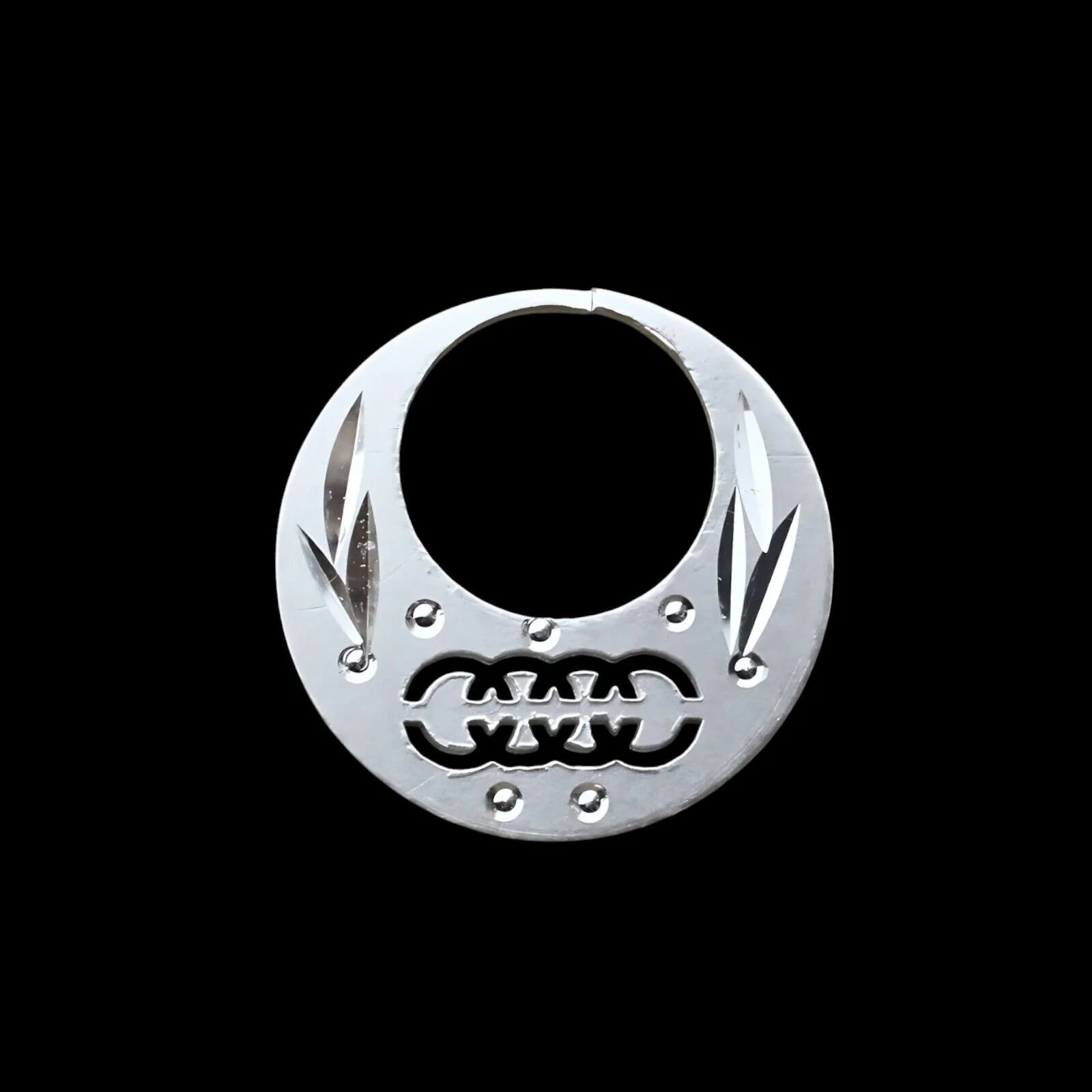 Unique trendy Real Sterling Silver Round Moon Shaped Nattiyan (Nanti) earring for Men - Image 5