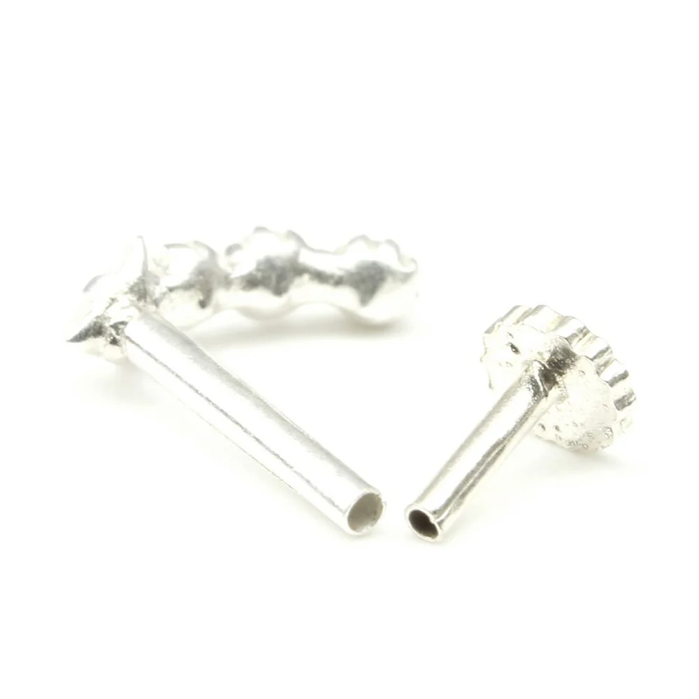 Vertical Daily Wear Silver Nose Piercing - Image 3
