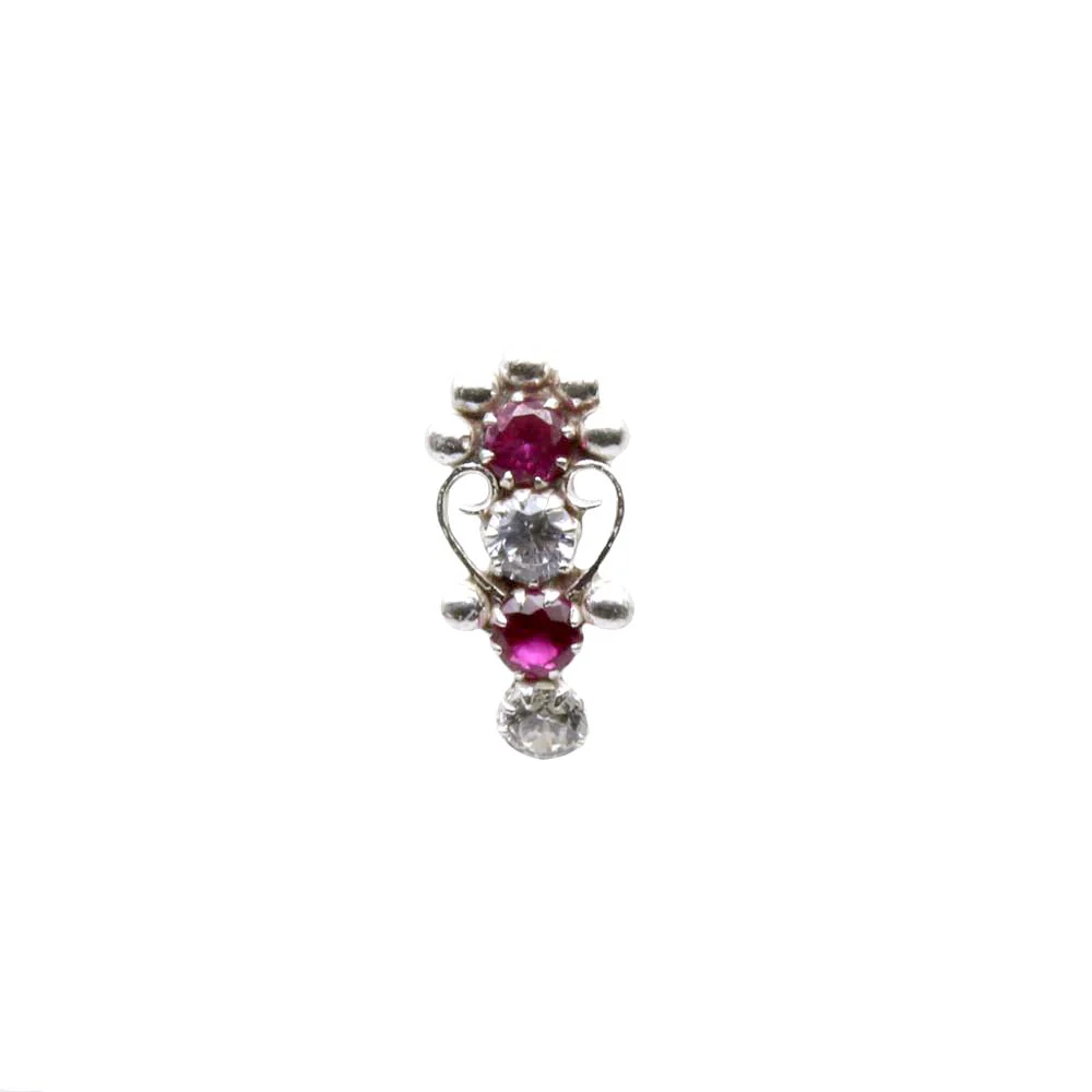 Vertical Silver Nose Piercing Stud