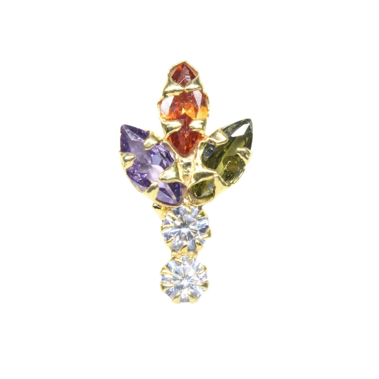Vertical Gold Finish Silver Nose Stud - Image 3
