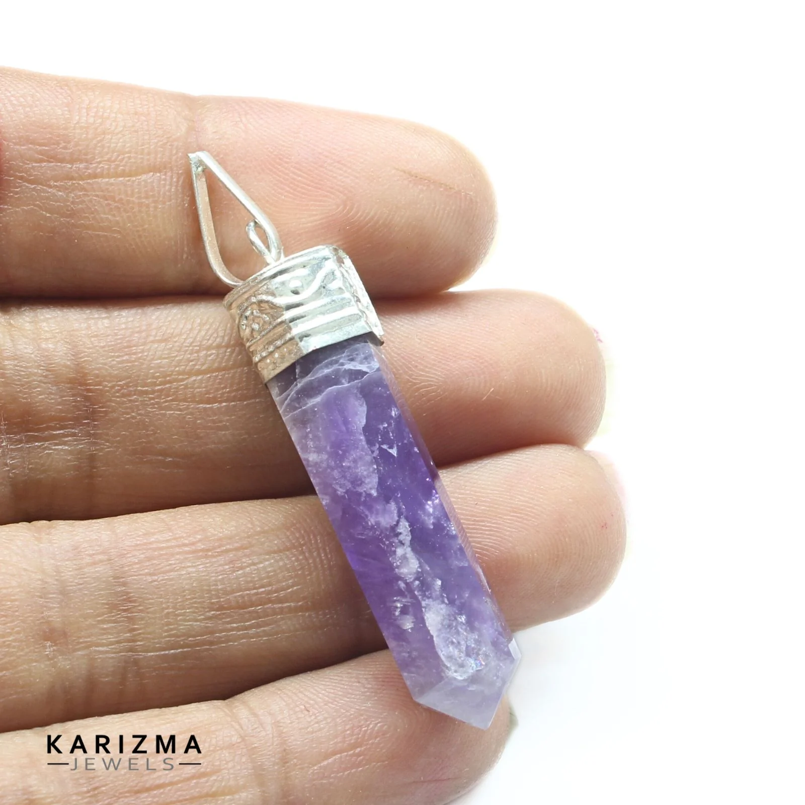 Violet Energy Amethyst Point Pendant 26.5Ct – Natural Healing Pencil Crystal - Image 2