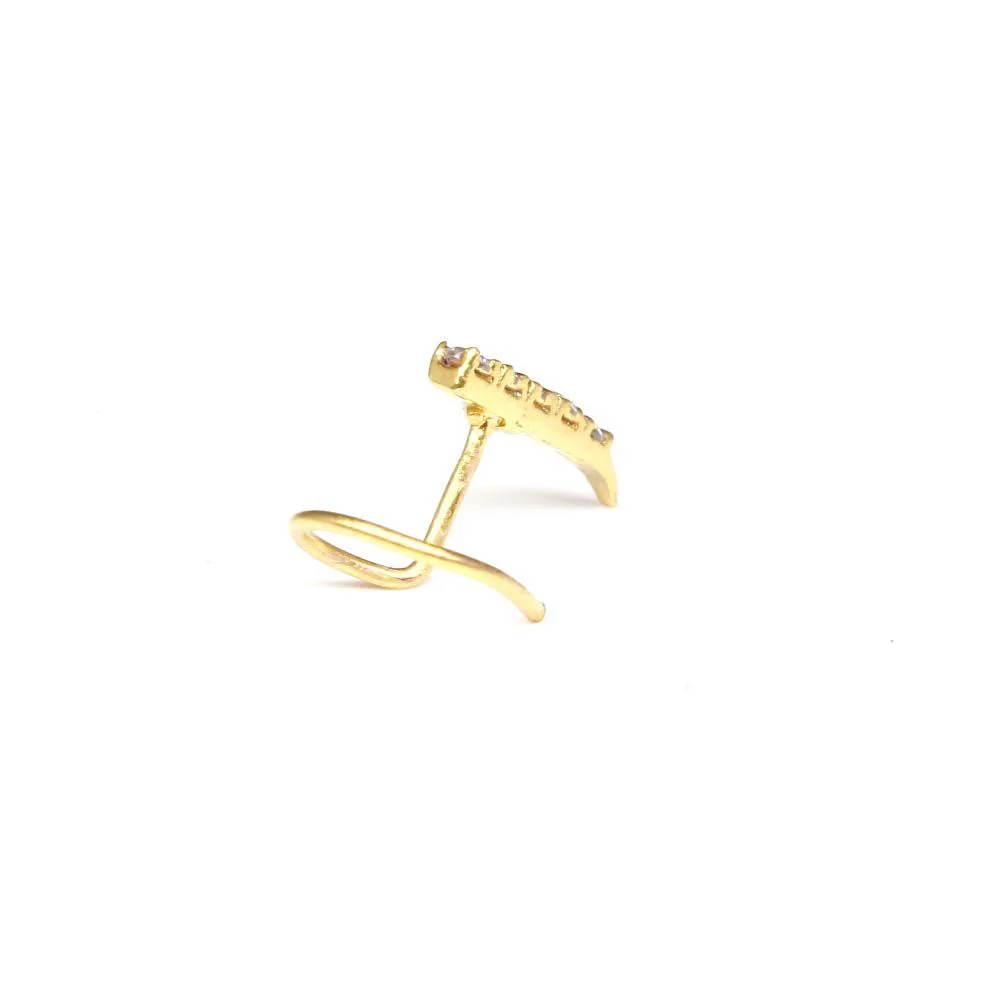 White CZ vertical bar nose pin - Image 3
