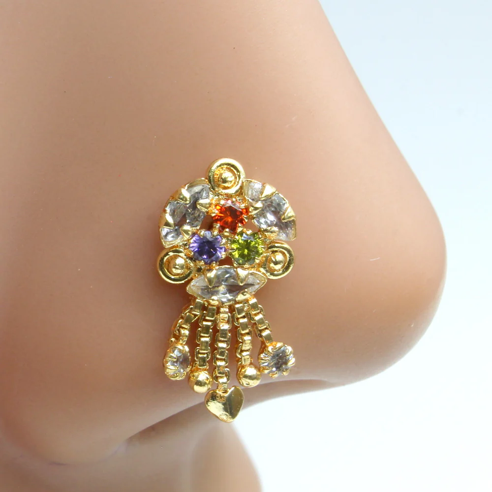 Women dangle luxury nose pin